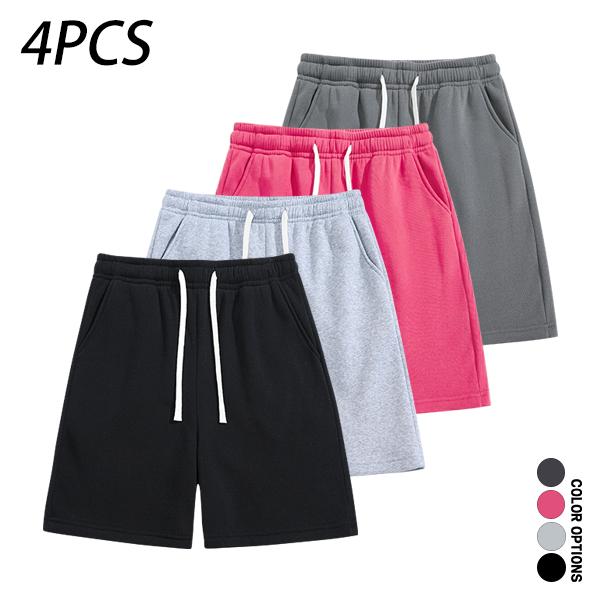 Pack of 4 men’s casual shorts featuring a drawstring waist; skin-friendly, breathable, and versatile. Summer loose fit for everyday wear, leisure, sports, and fitness.summervibes