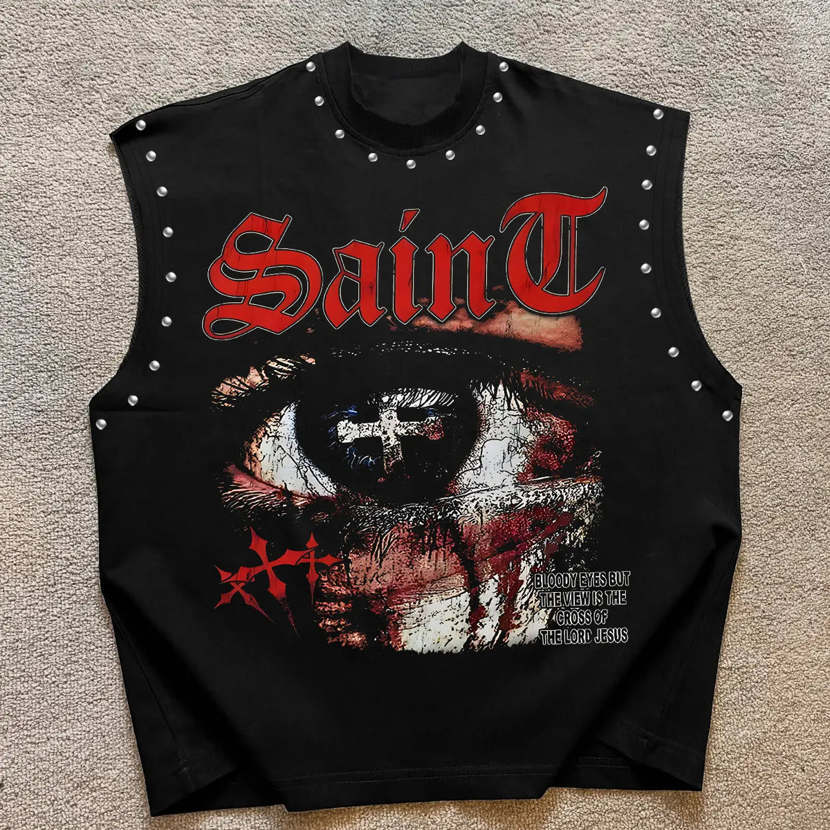 Men's Casual Vest with Graphic Cross Print, Sleeveless Printed, Sleeveless Knitted Tank Vest, Comfortable and Durable, Fashionable, Versatile and Outdoor, Perfect for Daily Shopping and Weekend Camping, Casual Comfy Vests