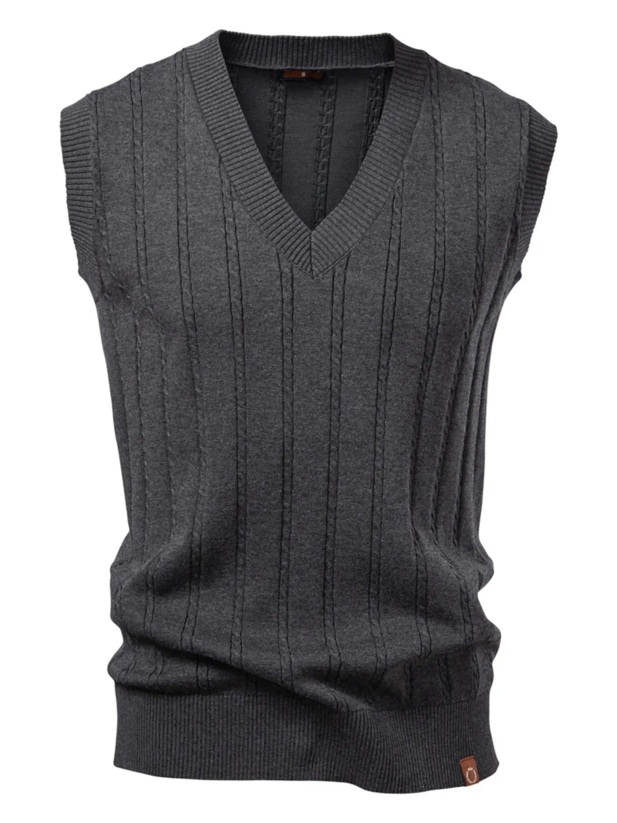 Men's V Neck Sleeveless Sweater Vest, Casual Comfy Vests, Sweaters Vest, Menswear, Casual Thick Knit Top for Fall & Winter, Regular Length Fitted Design, Perfect for Daily Wear