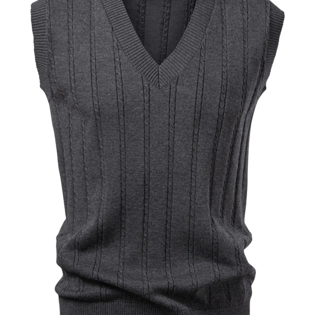 Men's V Neck Sleeveless Sweater Vest, Casual Comfy Vests, Sweaters Vest, Menswear, Casual Thick Knit Top for Fall & Winter, Regular Length Fitted Design, Perfect for Daily Wear