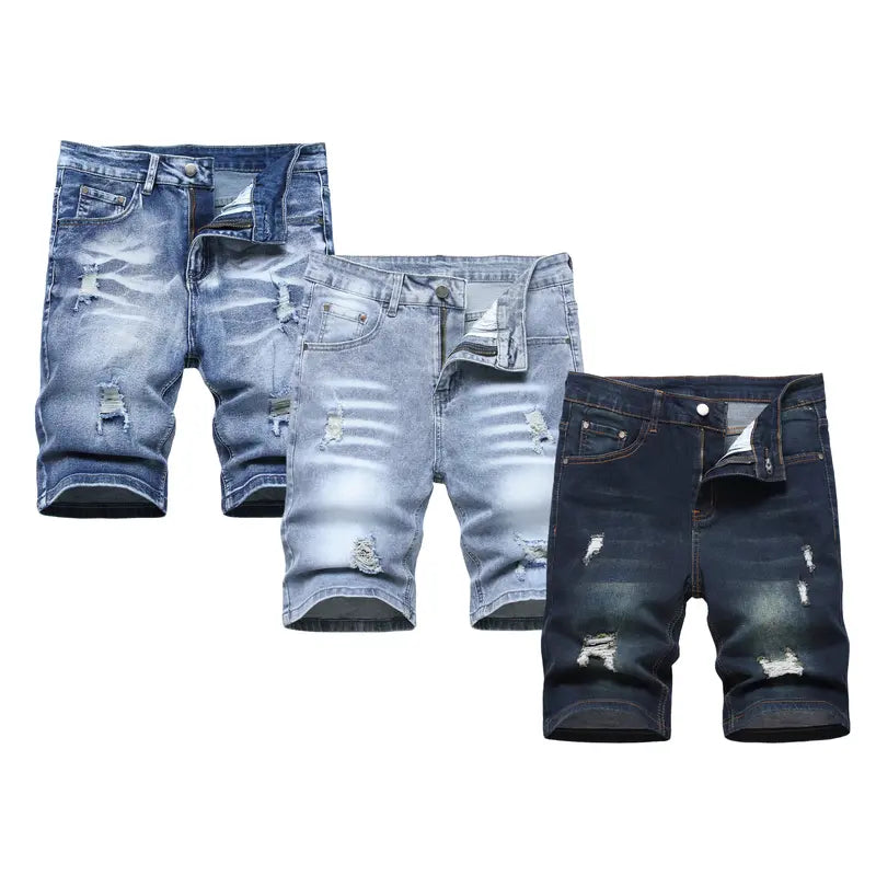 JUNBAOSS Men's Multi Pack Slim Fit Stretch Denim Shorts Ripped Skinny Jean Shorts for Men,Fashion Straight Comfort Flex Waist Short Jean