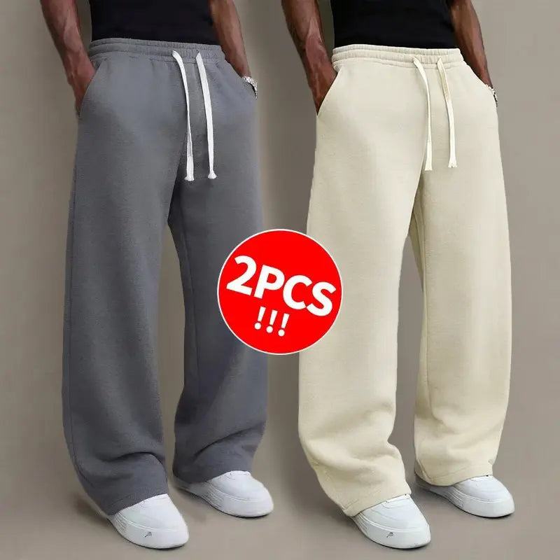 3pcs Men’s autumn/winter knit long pants, comfortable and warm (available in 3-pcs, 2-pcs, and single item).