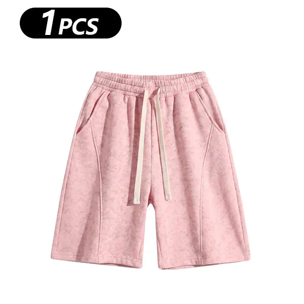 Men's Cotton Blend Sweat Shorts Casual Athletic Lounge, Loose Fit Drawstring with Pockets, Leopard Print Acid Wash, for Summer Workouts, Streetwear & Gym-to-Lounge