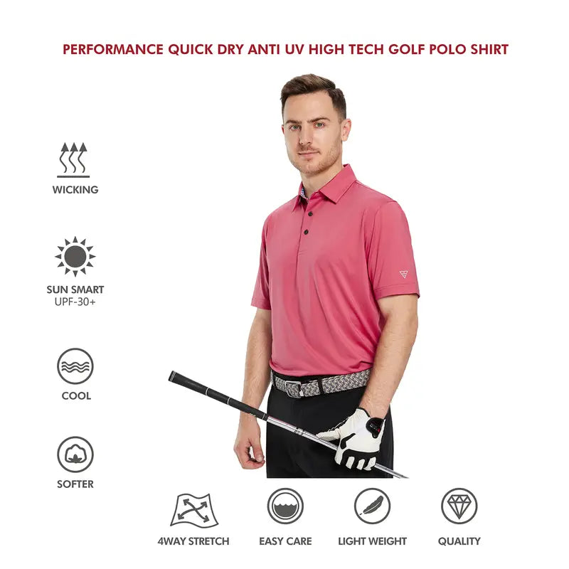 MAELREG Mens Polo Shirts Short Casual Dry Fit Performance Designed Collared Golf Polo Shirts for Men Plus Size Men's Tops