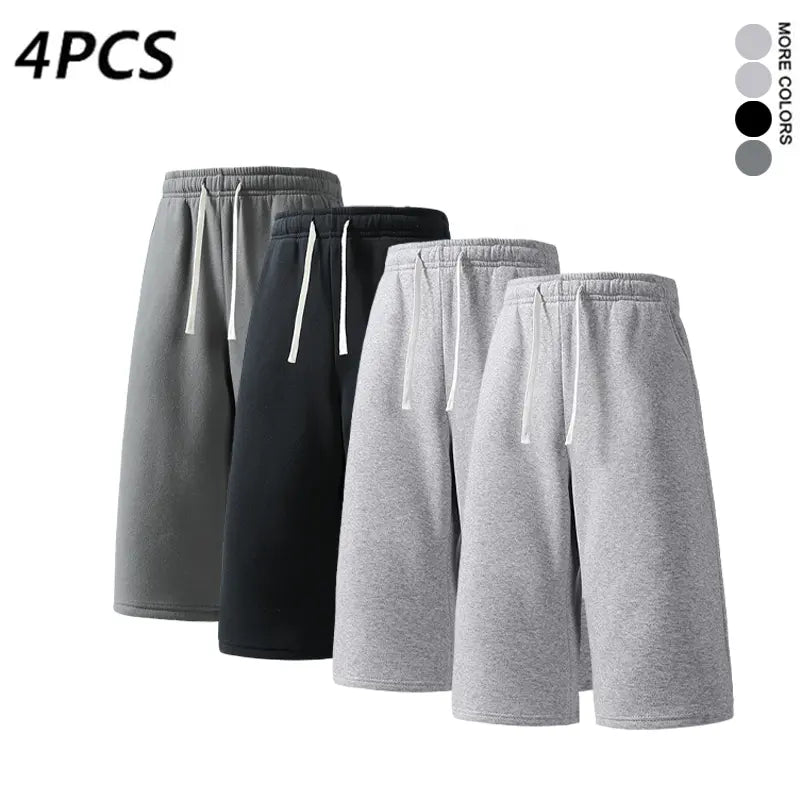 4PCS Men’s 7-Inch Casual Sweat Shorts + Free Socks, Loose Drawstring Workout Shorts, Multicolor,summervibes
