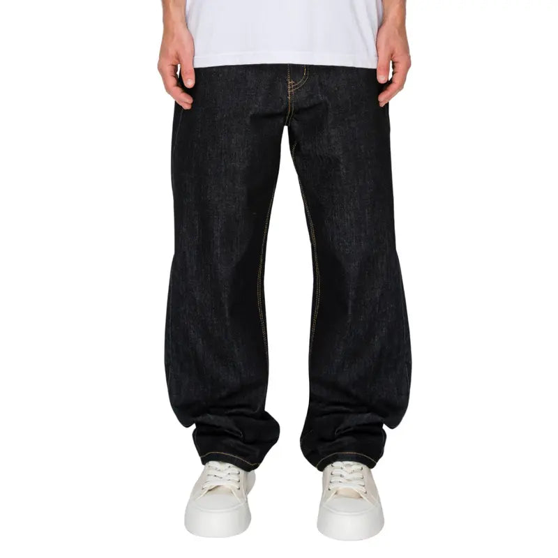 VICTORIOUS TERRA Men's Baggy Fit Raw Denim Jeans, 5-Pocket Streetwear Style in Breathable Stretch Cotton, Fabric, Soft, Stylish, Casual, Classic, Menswear, Hem
