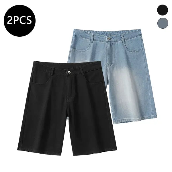 Men’s summer mid-thigh denim shorts — trendy streetwear shorts for summer, casual loose fit, versatile men’s pants