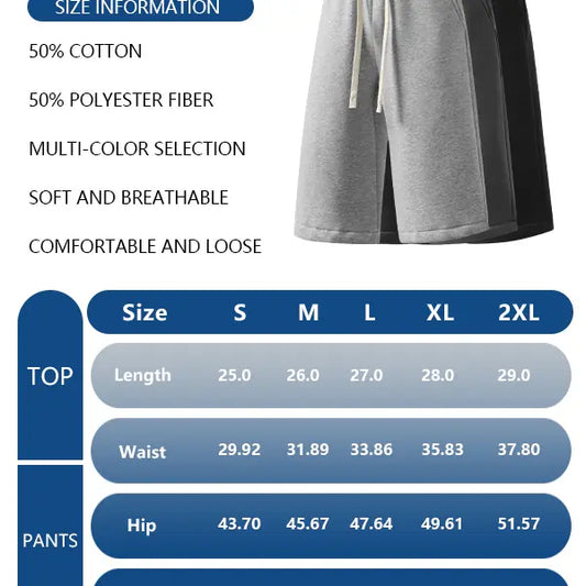Men's basic solid-color cropped pants, thin style for summer, soft and skin-friendly, loose fit for daily casual wear. Suitable for fitness and walking, durable and not easily deformed, perfect for summer outdoor activities, daily use and vacation.