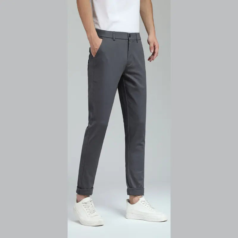 Plaid&Plain Men's Skinny Khaki Pants Tapered Casual Trousers Menswear 819