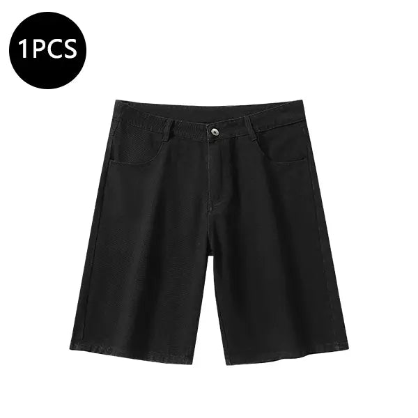 Men’s summer mid-thigh denim shorts — trendy streetwear shorts for summer, casual loose fit, versatile men’s pants