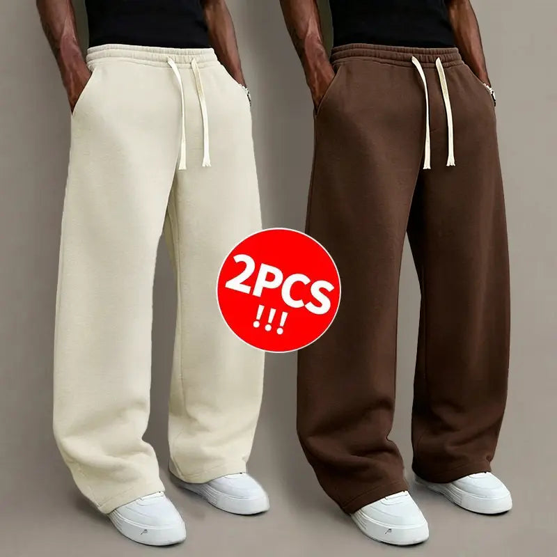 3pcs Men’s autumn/winter knit long pants, comfortable and warm (available in 3-pcs, 2-pcs, and single item).