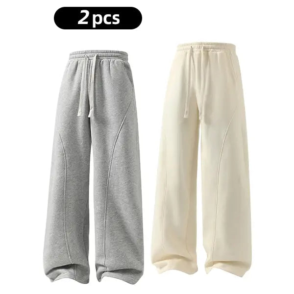 summervibes Men's Solid-Color Drawstring Pants with Curved Blade Design—relaxed fit suitable for all seasons. Street-style men's trousers perfect for everyday wear and layering. Menswear Beige daily wear pant