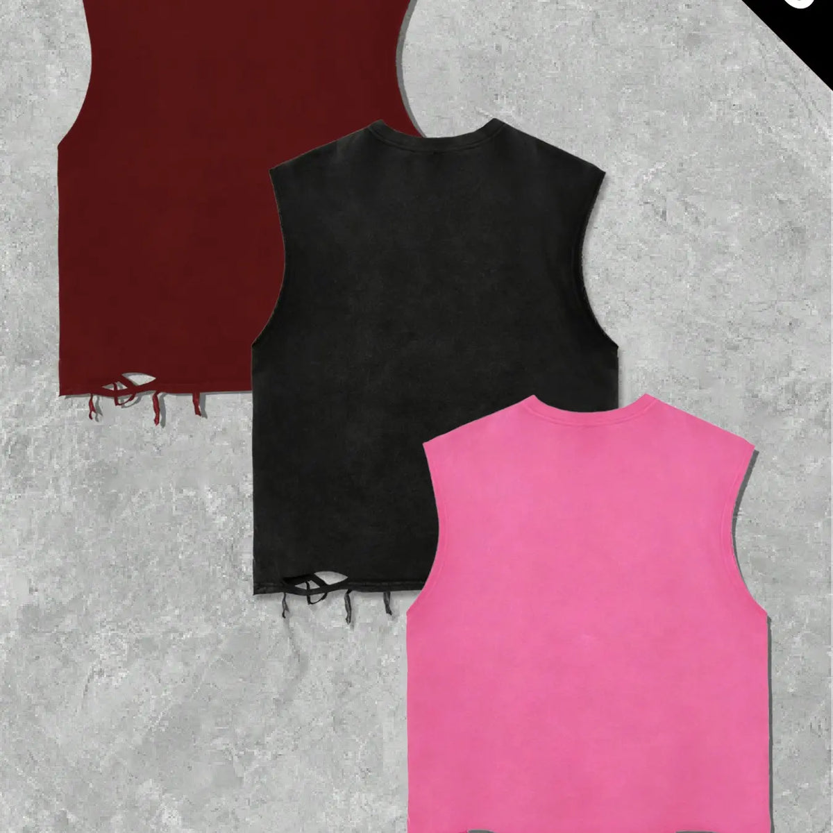 Summer Unisex Graphic Vest Set, Loose-Fit Sleeveless Top, Rivet Design & Ripped Hem, Casual Streetwear, 3-Piece, Graphic Print Vest