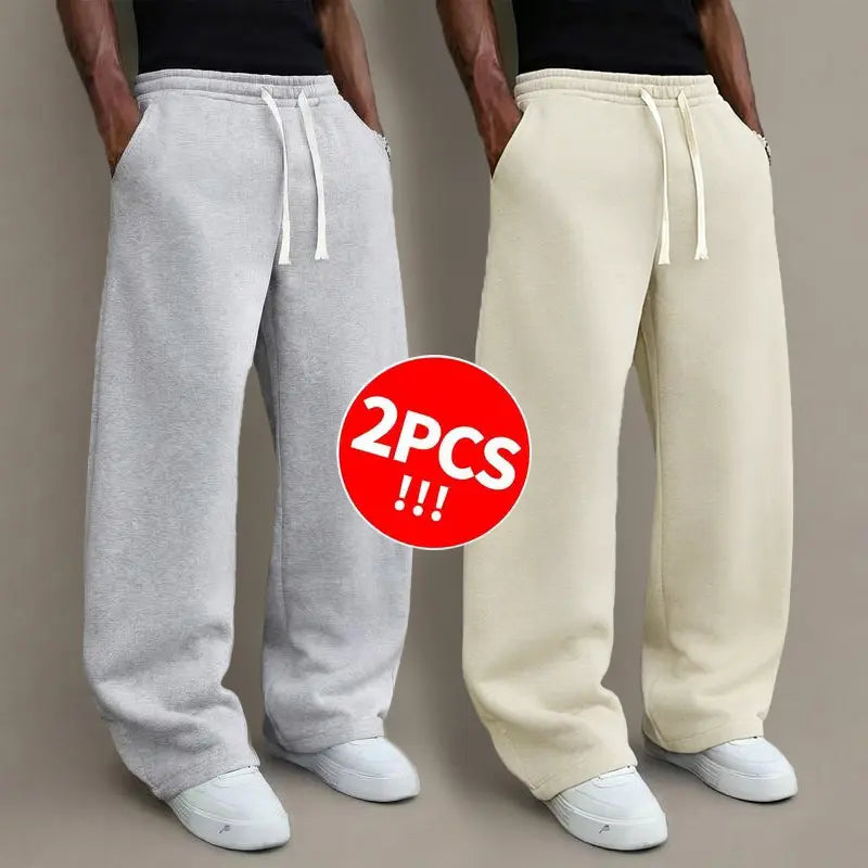 3pcs Men’s autumn/winter knit long pants, comfortable and warm (available in 3-pcs, 2-pcs, and single item).