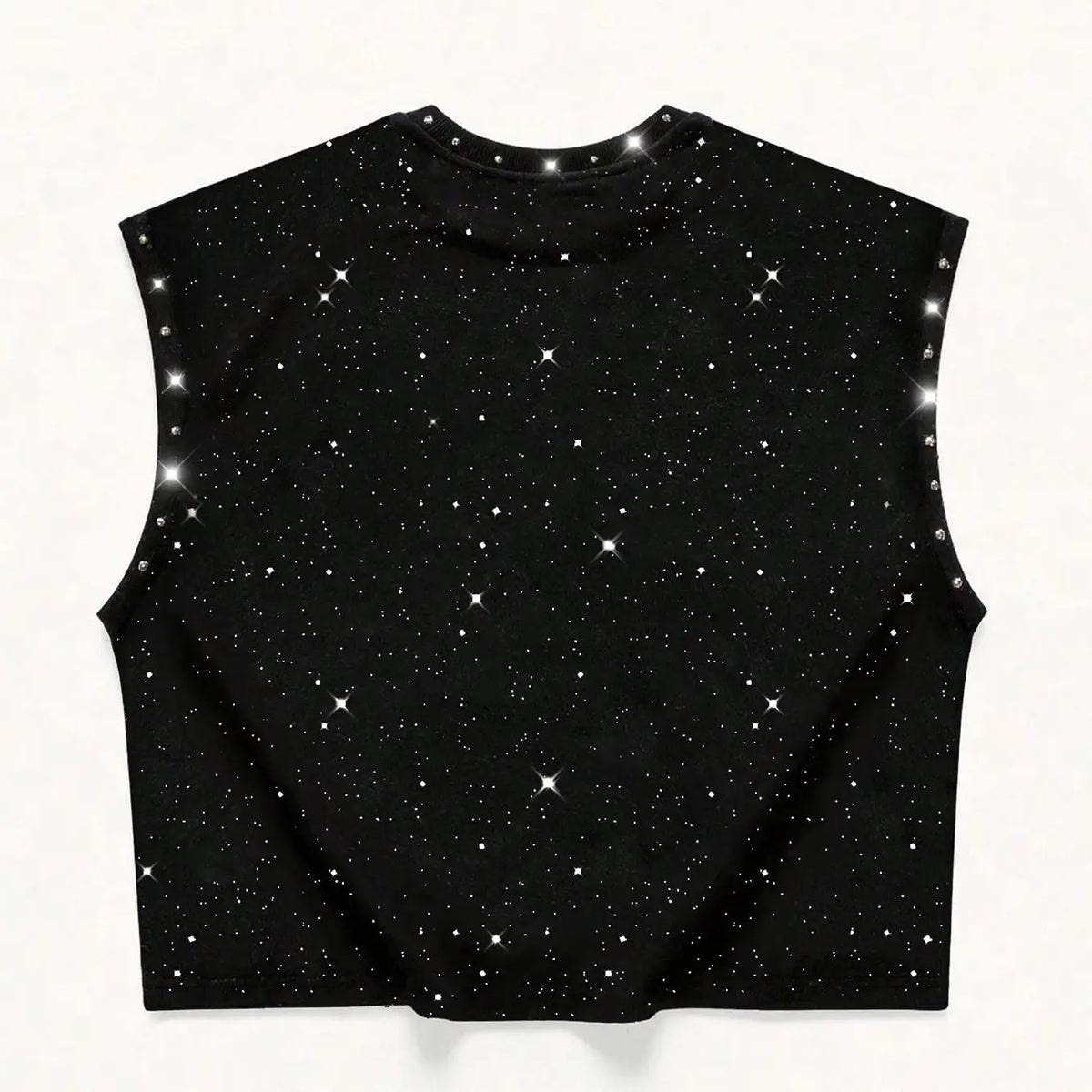 Men's Dark Angel Print Rivet Rhinestone Sleeveless Graphic Vest, Vintage Splatter Loose Fit, Summer Streetwear, Slimming and Versatile