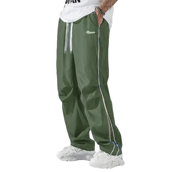Father’s Day Gift Men’s Spring/Autumn Pants Set (1–3 pieces) | Lightweight & Soft | Side Gold Stripes | Loose Straight Fit | Street Style / Fitness / Casual Vibe | Black/Gray + Multiple Colors