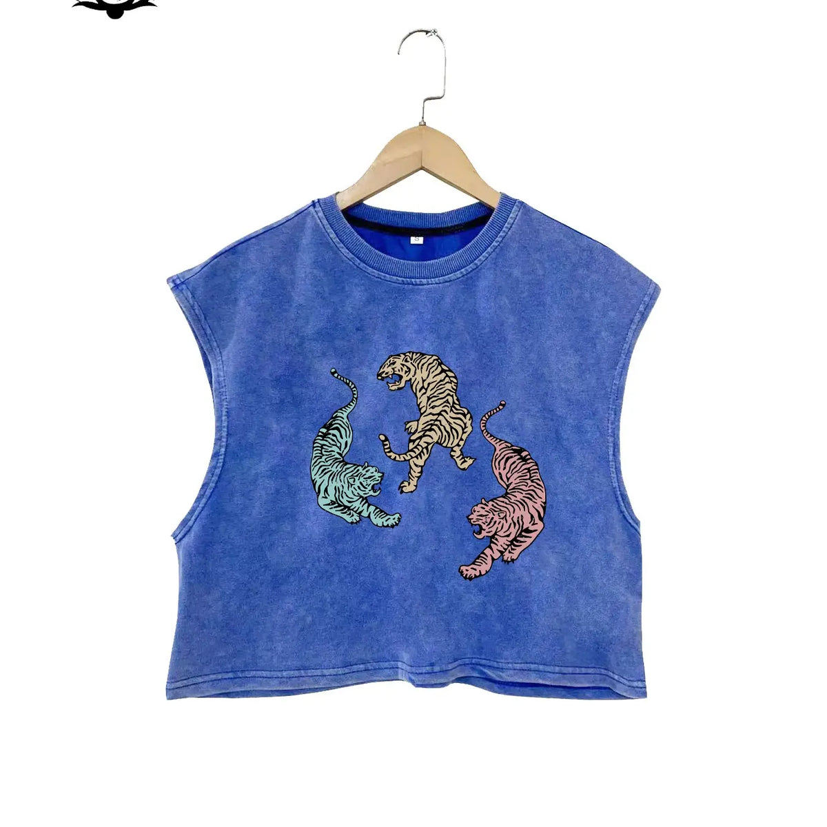 Fashion Tiger Print Cotton Vest, Loose-Fit Round Neck Sleeveless Top, Breathable Summer Essential, Street Style, All-Season Wear, Graphic Sleeveless Vest
