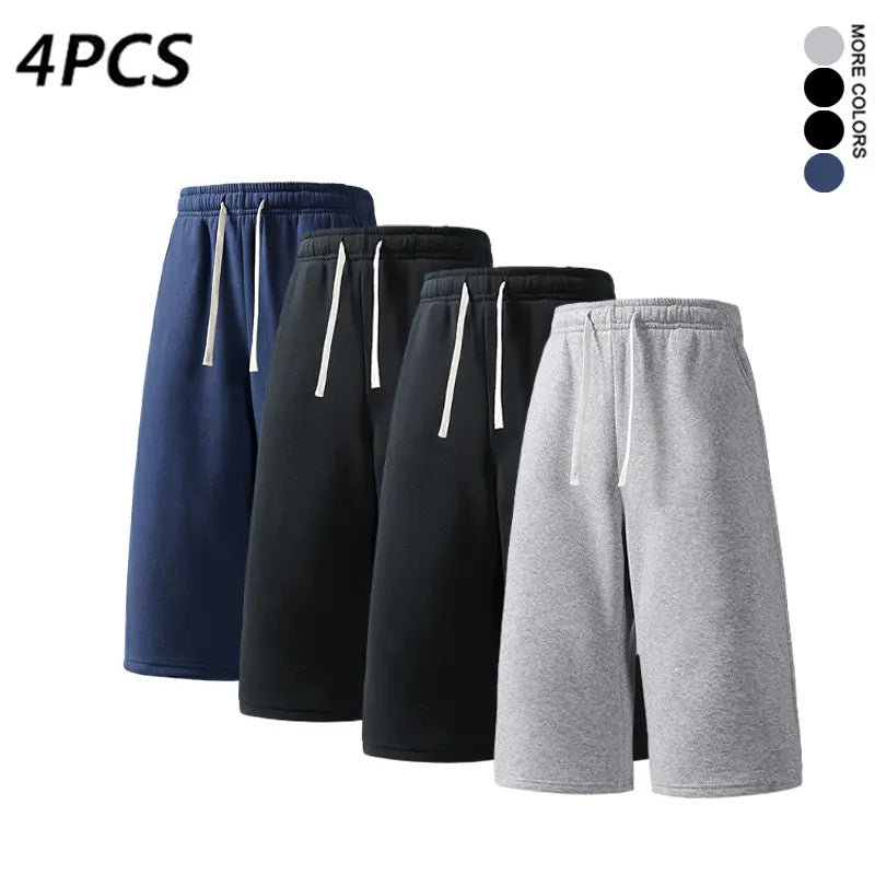 4PCS Men’s 7-Inch Casual Sweat Shorts + Free Socks, Loose Drawstring Workout Shorts, Multicolor,summervibes