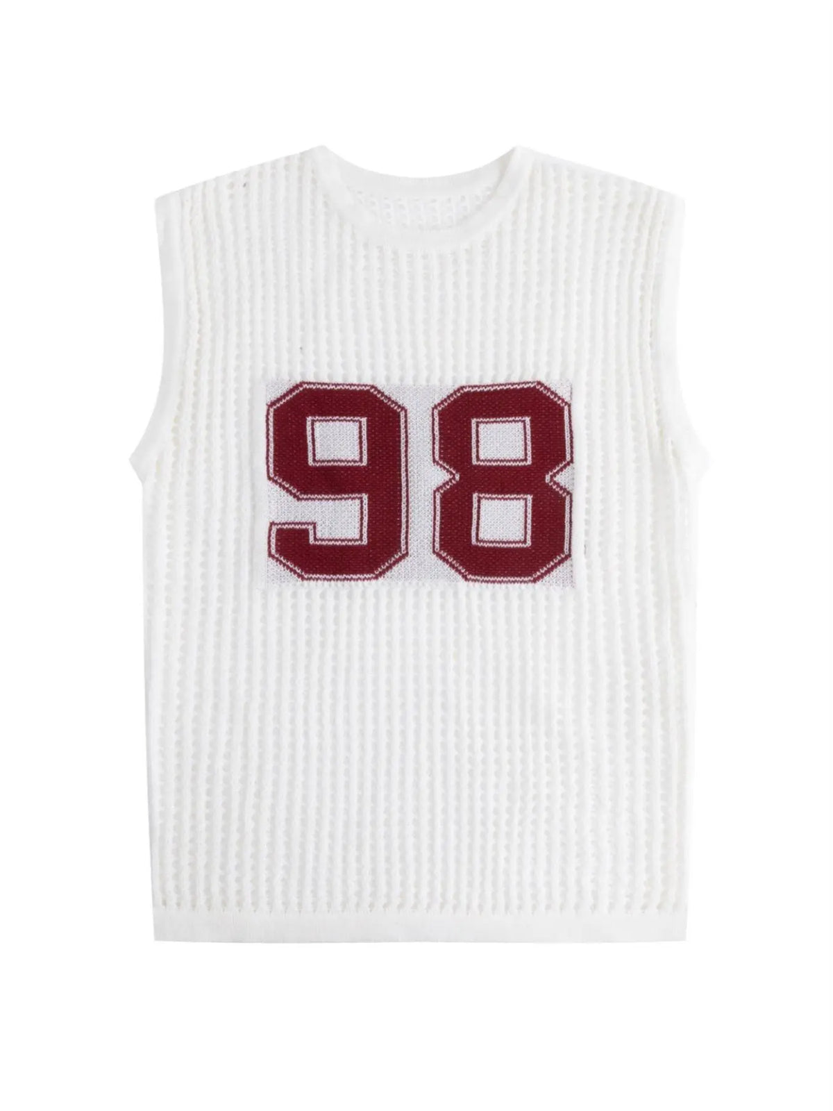 Men's Number Print Knitted Vest, Regular Fit Casual Sleeveless Crew Neck Top for Summer, Fashion Men's Clothes for Daily Wear, Knitwear