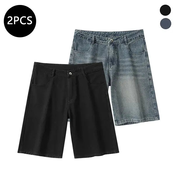 Men’s summer mid-thigh denim shorts — trendy streetwear shorts for summer, casual loose fit, versatile men’s pants