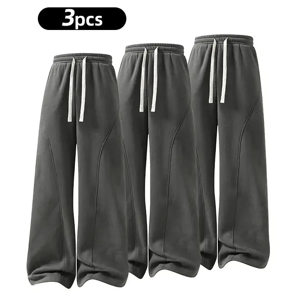 summervibes Men's Solid-Color Drawstring Pants with Curved Blade Design—relaxed fit suitable for all seasons. Street-style men's trousers perfect for everyday wear and layering. Menswear Beige daily wear pant