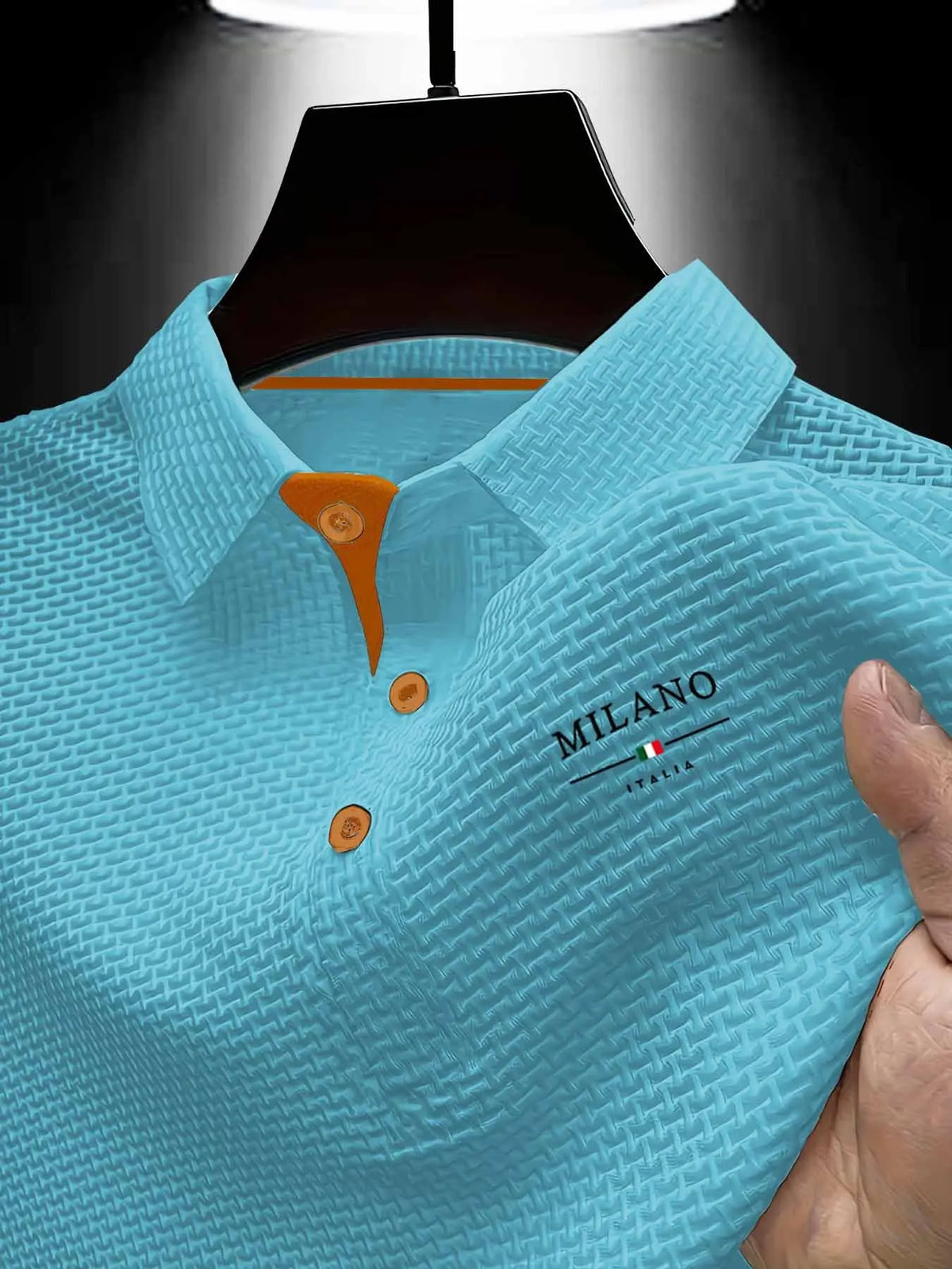 Y314milano Men's Summer Polo Shirt, Casual Polo Shirts, Knitted Shirt, Quick-Dry Breathable Geometric Pattern, Slim-Fitting Casual Sporty Top, Essential Men's Clothing