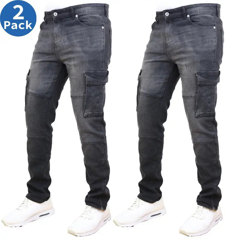 Men's Multi Pack Stretch Cargo Pocket Jeans -