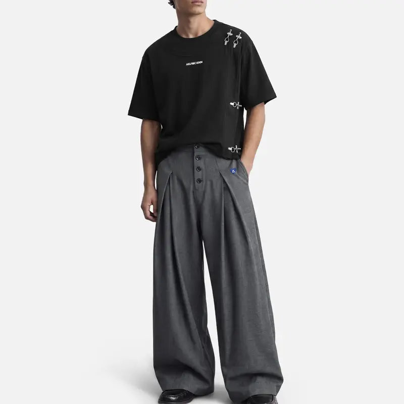 Aelfric Eden Pleated Wide Leg Work Pants High Waist Button Front Tailored Trousers Relaxed Fit Office Outfits Business Casual Pants for Women
