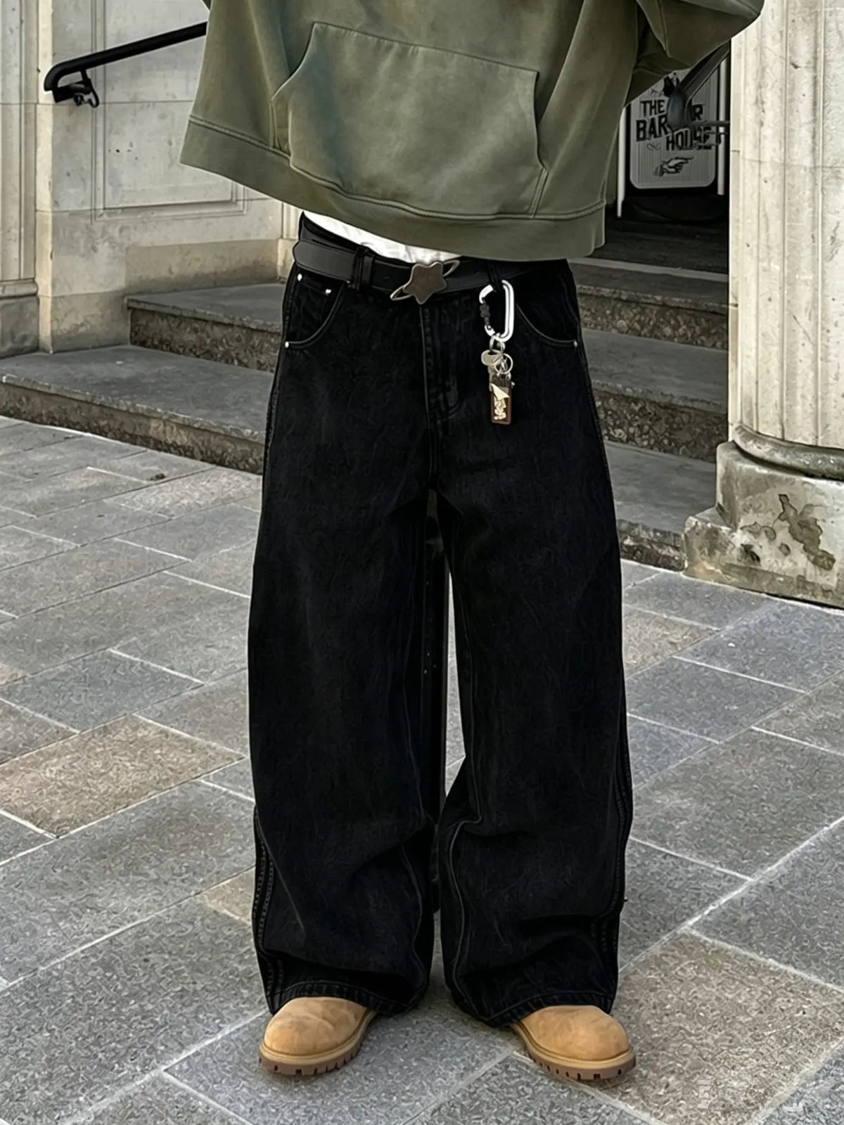 Men's New Fashion Loose Fit Side Stripe Jeans, Casual Versatile Denim Jeans, Stylish Long Straight Leg Jeans for Everyday Wear