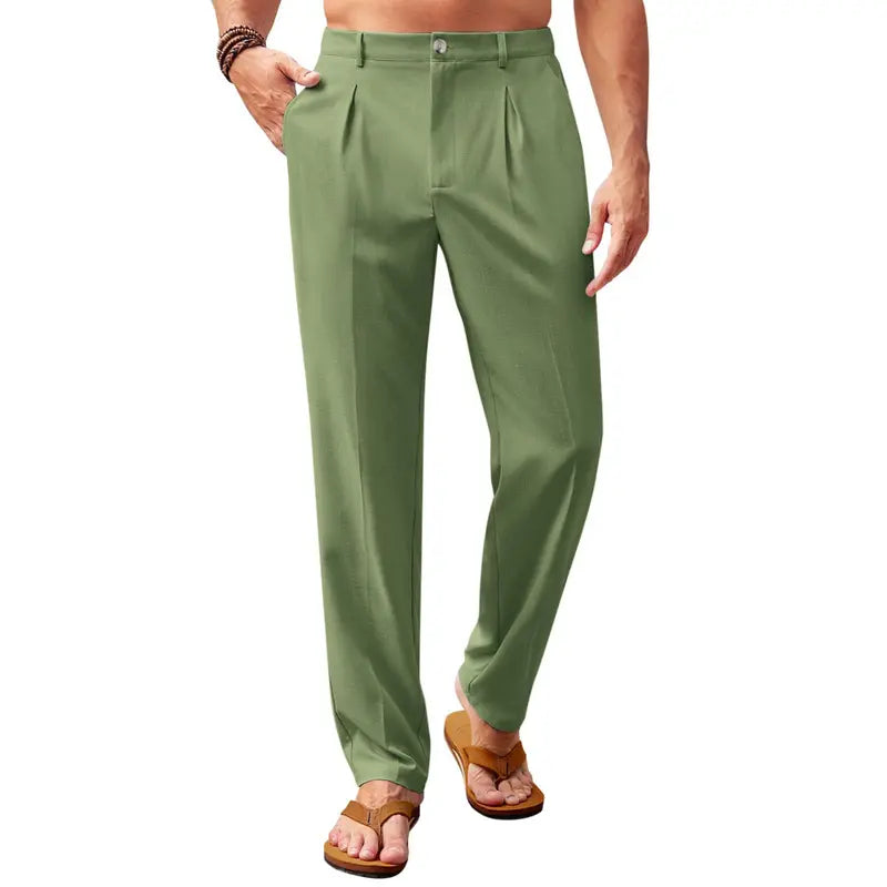 Runcati  Men’s Casual Pants Elastic Waist Lightweight Loose Fit Pleated Slacks Summer Beach Yoga Trousers