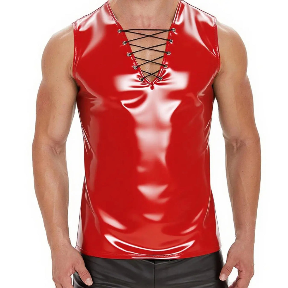 Men's Sleeveless Half-Zip Pull-On Slim Fit Elastic Nightclub Top, Comfortable and Stylish, Perfect for Evening