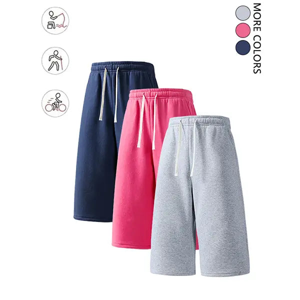 4-pack summer streetwear shorts—comfortable, loose 7/8 length for travel; loose casual athletic pants for everyday wear; classic men’s pants suitable for daily wear and summer vacations.