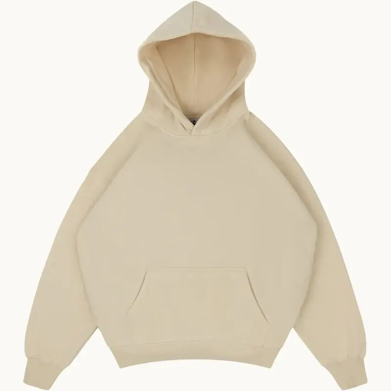 Unisex Cozy Boxy Oversized Blank Hoodie - 360GMS Polyester Fleece Cotton, Plain Streetwear Clothing, Long Sleeve Basic Tops, Relaxed Fit Soft Sweatshirt for Spring Comfort, Long Sleeve Tops