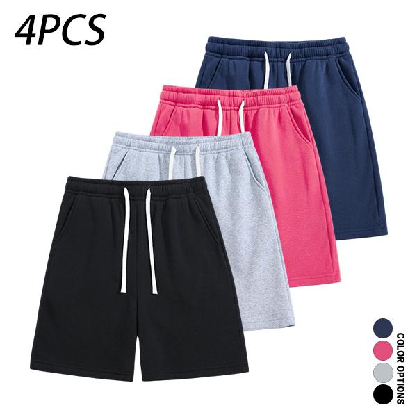 Pack of 4 men’s casual shorts featuring a drawstring waist; skin-friendly, breathable, and versatile. Summer loose fit for everyday wear, leisure, sports, and fitness.summervibes