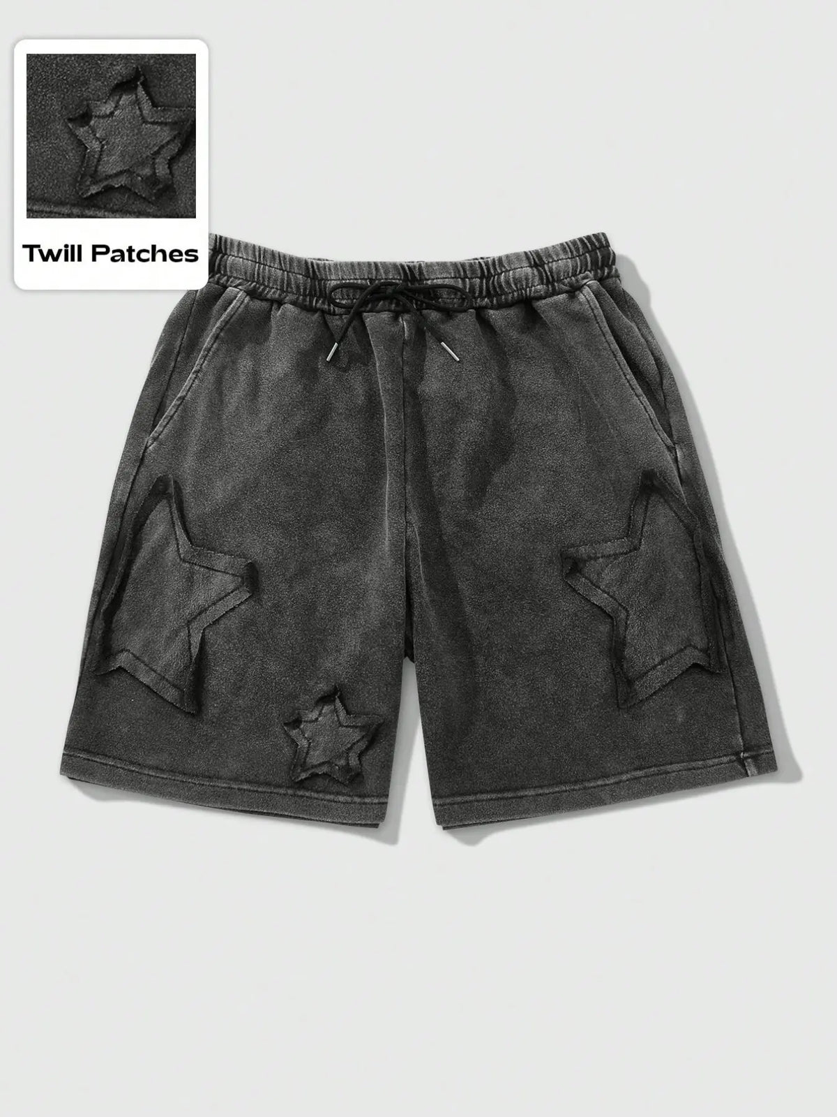 Ezwear Baggy Shorts with Drawstring Waist and Patch Design, Comfortable and Trendy, Perfect Summer Casual Essential, Loose-Fitting Style, Elastic Waist Drawstring Lounge Shorts