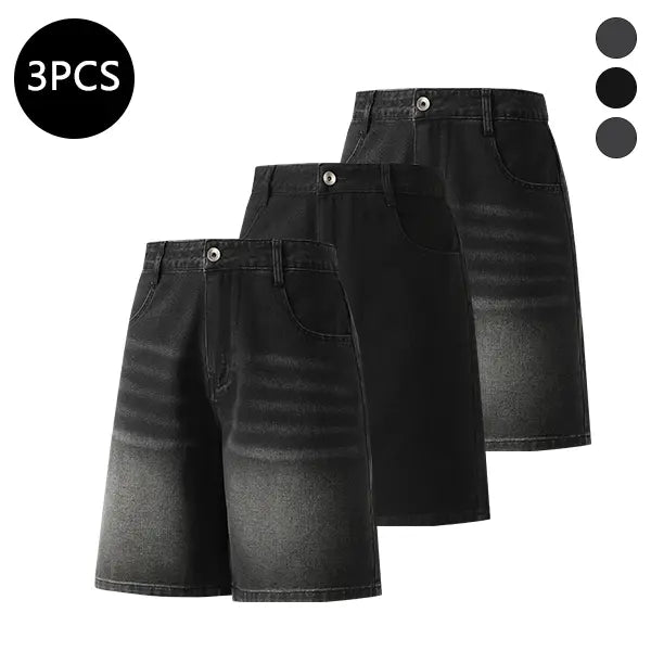 5-Pack Men’s Summer Knee-Length Denim Shorts — Trendy High-Street/Streetwear Athletic Casual Loose Fit, Ideal for Fitness and Running