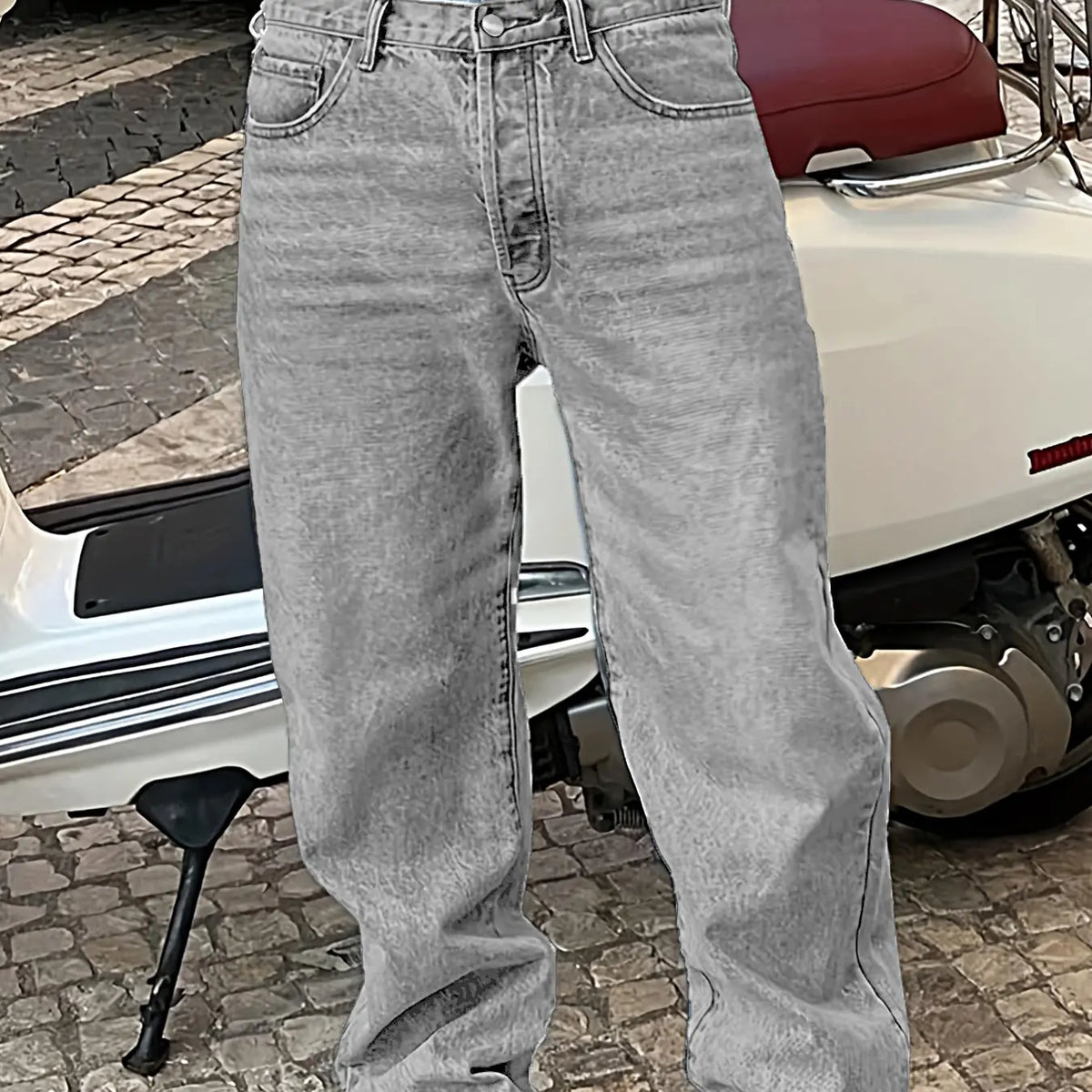 Men's New Fashion Casual Washed Jeans, Denim Woven Jeans, Four-Season Versatile Simple Style, Plain Surface Fitted Jeans, All Seasons Wear