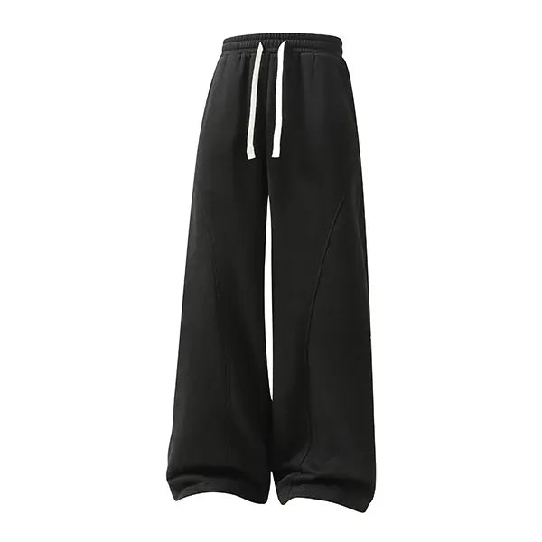 summervibes Men's Solid-Color Drawstring Pants with Curved Blade Design—relaxed fit suitable for all seasons. Street-style men's trousers perfect for everyday wear and layering. Menswear Beige daily wear pant