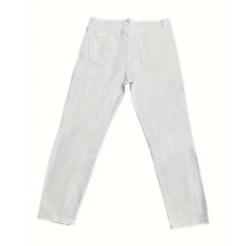Men's Fitted Plain Cotton Pants - Soft High-Cotton Fabric, Clean White Wash, Tailored Slim-Fit Silhouette, Ideal for Smart Casual Menswear Outfits