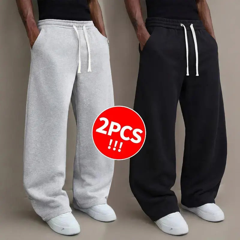 3pcs Men’s autumn/winter knit long pants, comfortable and warm (available in 3-pcs, 2-pcs, and single item).