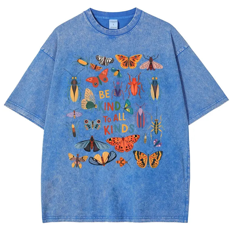 Men's Cotton Tshirt - Vintage 90s "Be Kind To All Kinds Insect Bugs" Graphic Top, Oversized Trendy Menswear Streetwear, Casual Vacation Outfit
