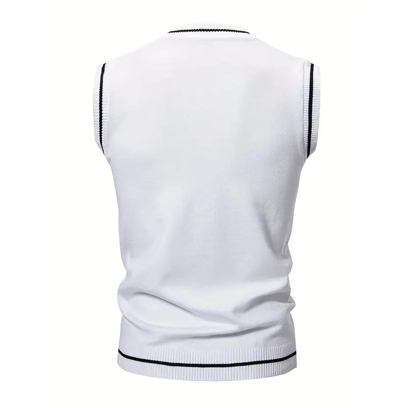 Men's V-Neck Twisted Knit Viscose Rayon Vest - Menswear Breathable Sleeveless Vest, Regular Fit, Medium Stretch, Pull-On Casual Tops, TikTok Shop New Arrival