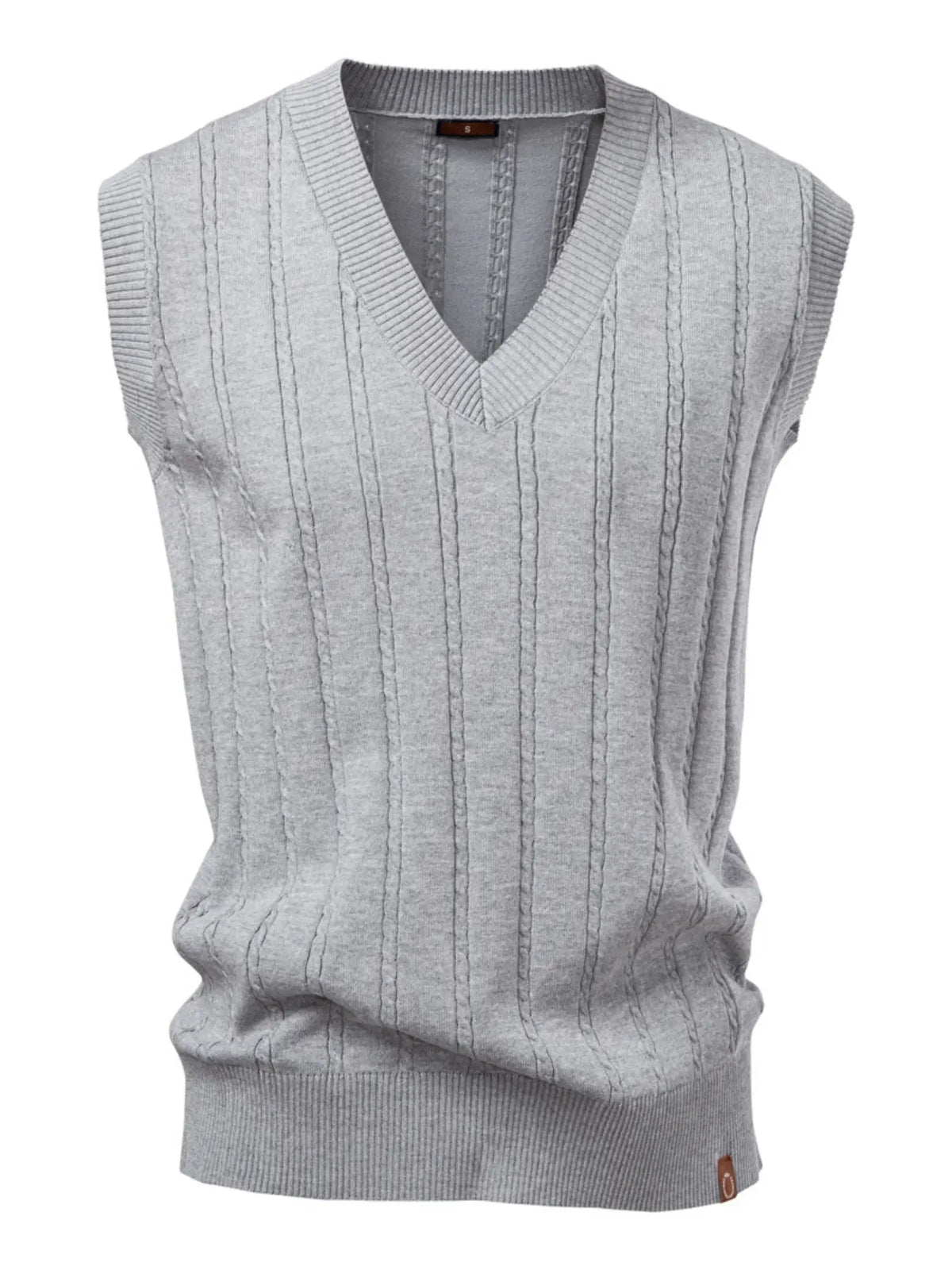 Men's V Neck Sleeveless Sweater Vest, Casual Comfy Vests, Sweaters Vest, Menswear, Casual Thick Knit Top for Fall & Winter, Regular Length Fitted Design, Perfect for Daily Wear