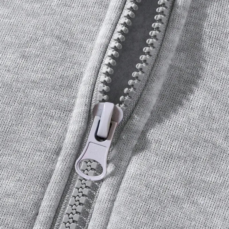 Men’s essential half-zip long-sleeve hoodie — solid color, comfortable, relaxed drop-shoulder fit, loose silhouette, casual street style, 100% polyester fiber, suitable for autumn, modern fashionable men’s top, solid-color men’s sweatshirt