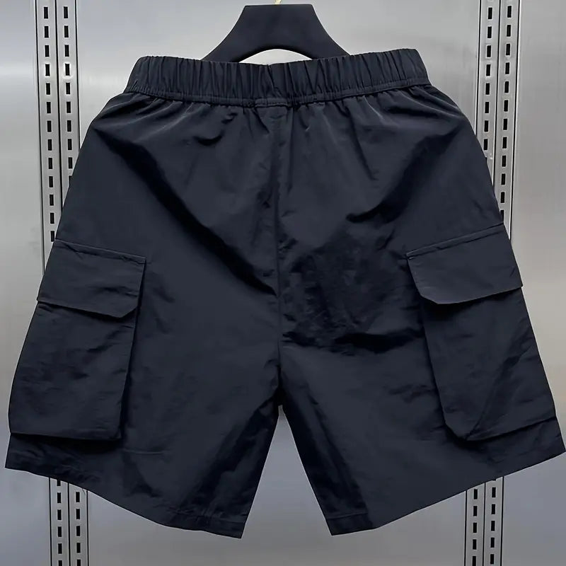 Men’s Japanese Retro 3-Pack Cargo Shorts Set - Streetwear Casual Bottoms, Multiple Pockets, Baggy, Lightweight, Above-Knee, Loose Straight Leg, Summer Everyday Wear, Retro Cargo Energy