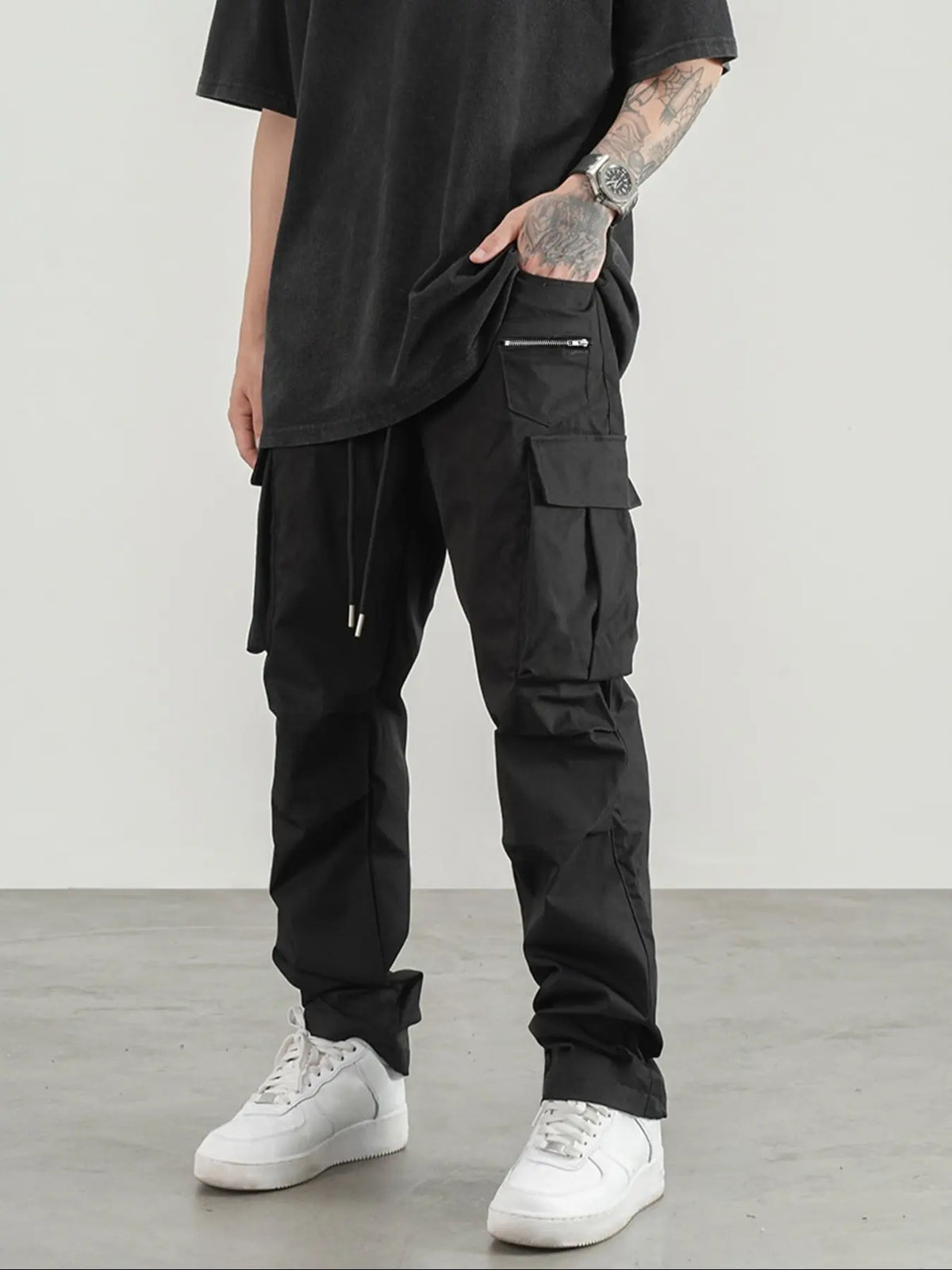 Unisex Regular Fit Flared Camo Print Camouflage Drawstring Waist Cargo Pants, Men's Street Fashion Casual Cargo Style Fashionable Pocket Trousers For Daily Wear, Fashion Men's Bottoms For All Seasons, Casual Streetwear Trousers, Streetwear Clothing