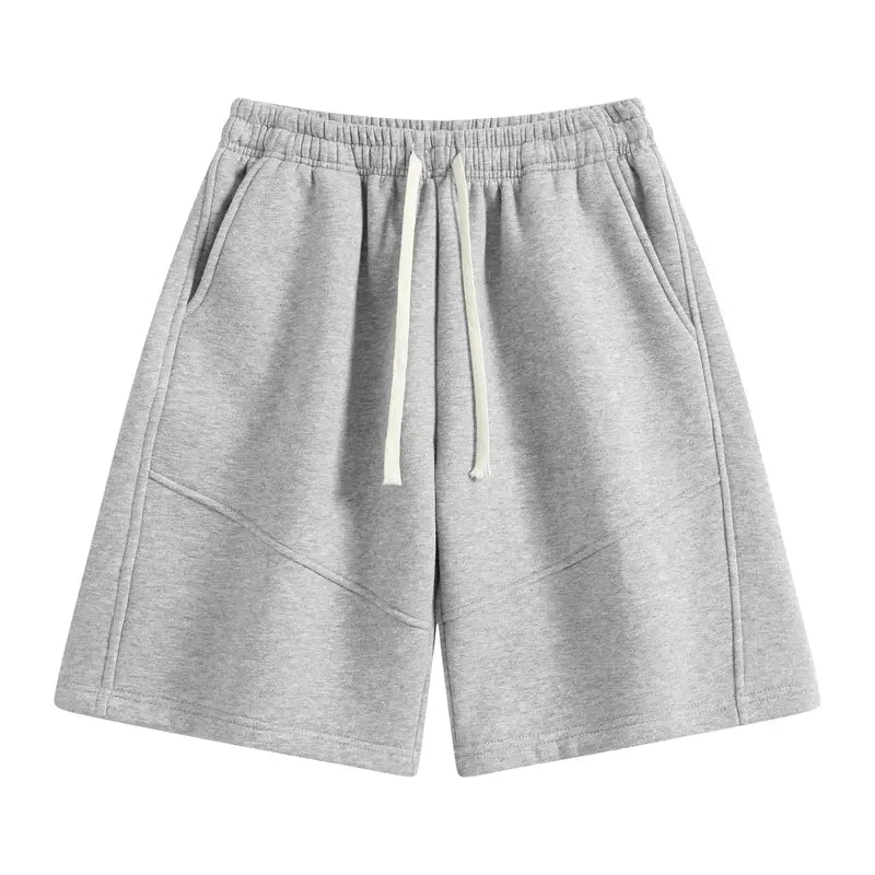 Men's Soft Elastic Cotton Knit Shorts - Retro Street Style, Loose Fit, Adjustable Drawstring Waistband, Casual Menswear for Lounging, Workouts
