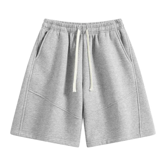 Men's Soft Elastic Cotton Knit Shorts - Retro Street Style, Loose Fit, Adjustable Drawstring Waistband, Casual Menswear for Lounging, Workouts