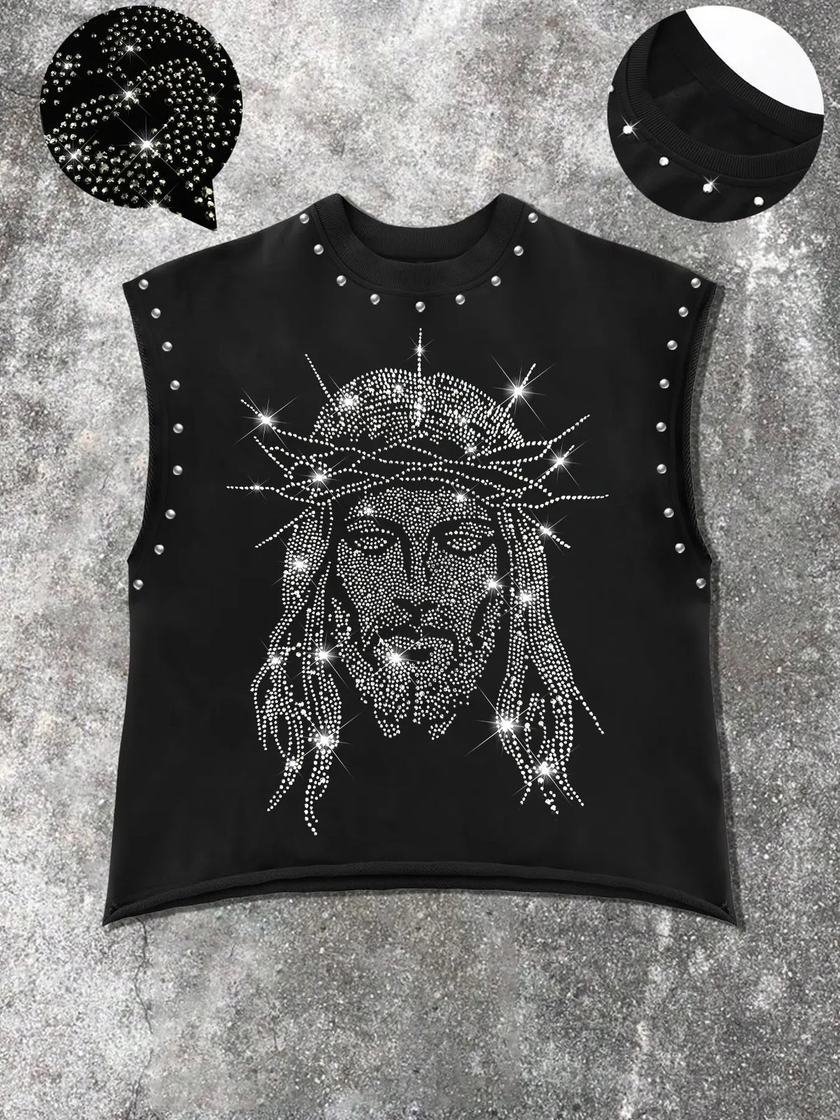 Men's Casual Vest with Embroidered Jesus Print, Comfortable and Durable, Regular Fit, Graphic Style, All Seasons Wear