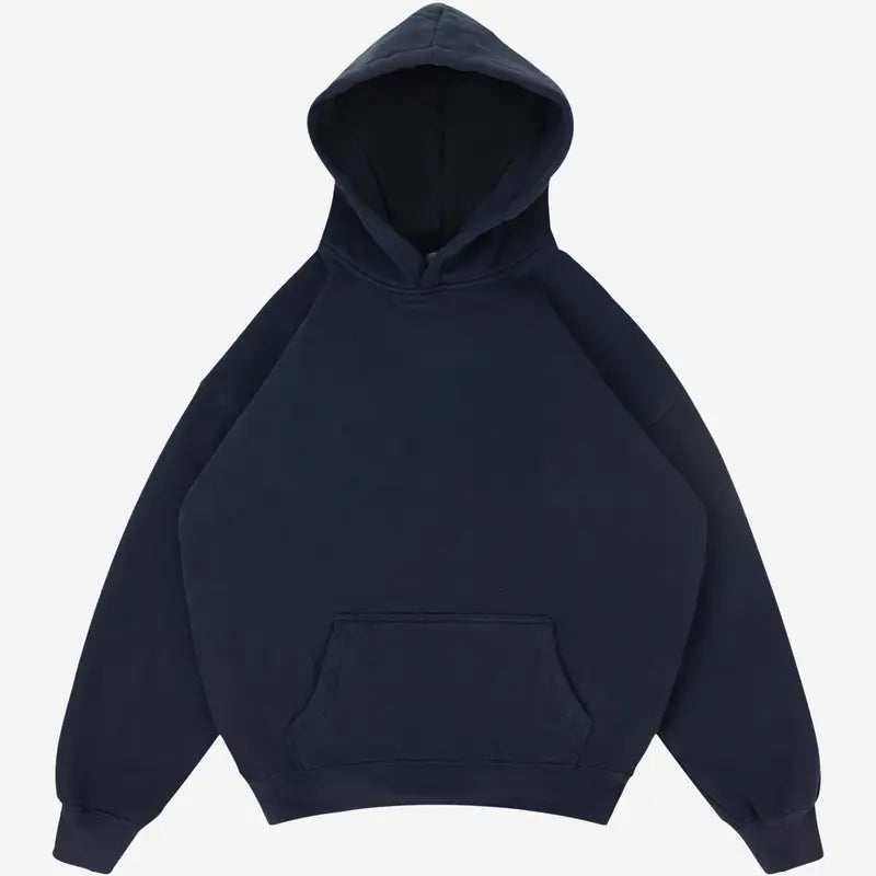 Unisex Cozy Boxy Oversized Blank Hoodie - 360GMS Polyester Fleece Cotton, Plain Streetwear Clothing, Long Sleeve Basic Tops, Relaxed Fit Soft Sweatshirt for Spring Comfort, Long Sleeve Tops